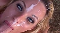 Alexandra Quinn gives hot sloppy head with cum on face